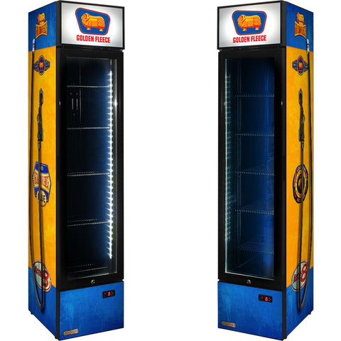 Golden Fleece Fuel Pump Branded Skinny Upright Bar Fridge - Model SS-P160-FP-FLEECE