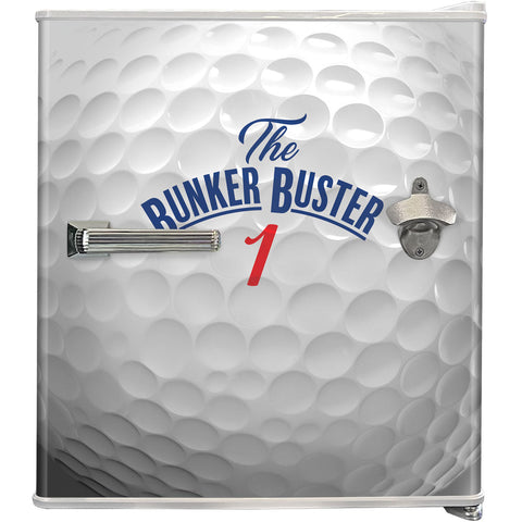 Retro Golf Ball Design Vintage Mini Bar Fridge With Opener - Add Your Own Name - Model BC46W-RET-GOLF