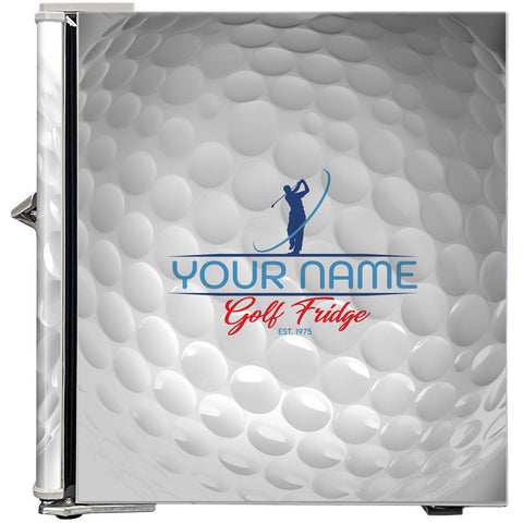 Retro Golf Ball Design Vintage Mini Bar Fridge With Opener - Add Your Own Name - Model BC46W-RET-GOLF