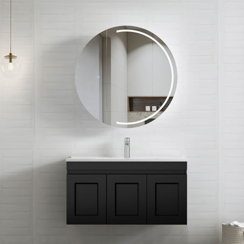 Hampton MKII Matte Black Ceramic Top Single Basin Vanity Vanity Otti Australia 900mm