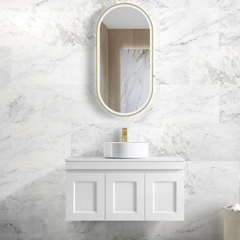 HAMPTON Mark II Wall Hung Vanity 900mm Satin White