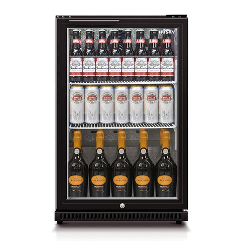 118L Glass Door Drinks Chiller in Black (HUS-C1-840-BLK)