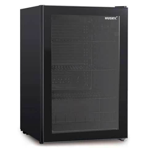 130L Anti-Condensation Glass Door Bar Fridge in Black (HUS130HDBLK)