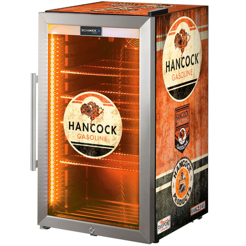 Hancock Schmick Vintage Fuel Pump Triple Glazed Alfresco Bar Fridge With LED Strip Lights - Model SC88-FP-HANCOCK