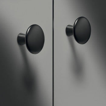Zinc Alloy Furniture Knobs Material: Zinc alloy Finish: Chrome-plated, polishedNickel-plated, mattBrass, brushedBlack, matt Dimensions: Height: 22mmBase: 12mmKnob: 30mm Hafele