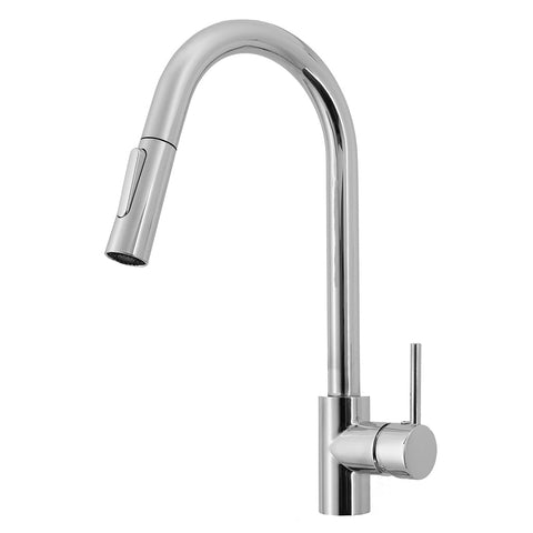 Hafele Mixer Tap Polished Chrome Pullout Sprayer Style: Gooseneck Material: Brass Colour: Chrome Features: Polished finish4 Star WELS Water Rating (6.5L/min)Ceramic cartridge typeDual spray functionPull out spray hose Dimensions: Spout height: 215mmMixer