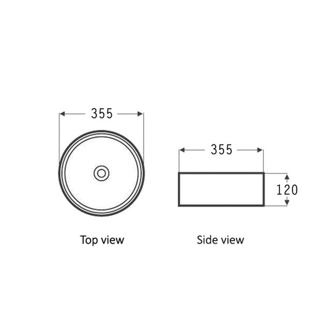 Radius Round Basin 355mm Matte White and Black