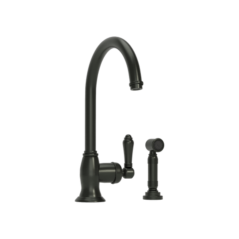 Single-Lever Kitchen Tap with Side Spray — Gooseneck Swivel Spout | Tivoli