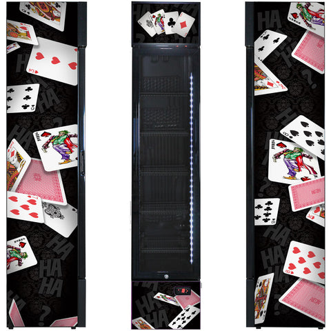 Branded Skinny Upright Bar Fridge With 'Joker' Playing Card Design - Model SS-P160FA-JOKER