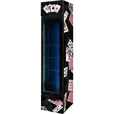 Branded Skinny Upright Bar Fridge With 'Joker' Playing Card Design - Model SS-P160FA-JOKER