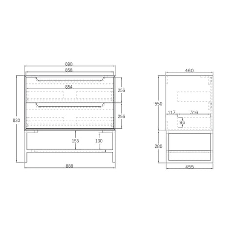 KAKADU Wall Hung Vanity 900mm Black Oak