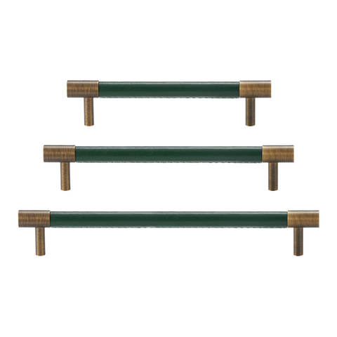 Kara Solid Brass & Leather Handle | Bronze & Green