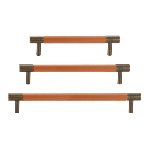 Kara Solid Brass & Leather Handle | Bronze & Orange S - L