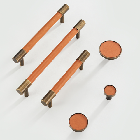 Kara Solid Brass & Leather Handle | Bronze & Orange S - L