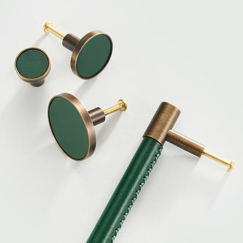 Kara Solid Brass & Leather Handle | Bronze & Green