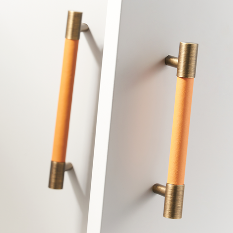 Kara Solid Brass & Leather Handle | Bronze & Orange S - L