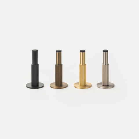 Knurled Pillar Solid Brass Door Stop | Bronze