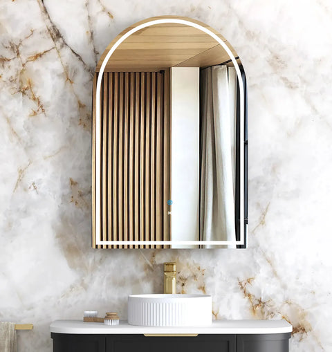 LED ARCHIE Black Oak Shaving Cabinet 900x600mm (3 Colour Function)