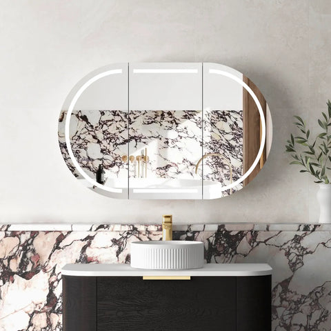 LED COOGEE Shaving Cabinet 1200mm Natural Oak/ Black Oak/ Matte White