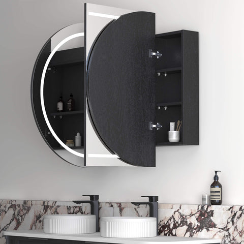 Bondi LED Black Oak Shaving Cabinet