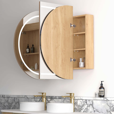 Bondi LED Natural Oak Shaving Cabinet