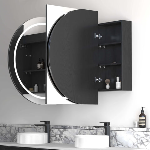 Bondi LED Black Oak Shaving Cabinet