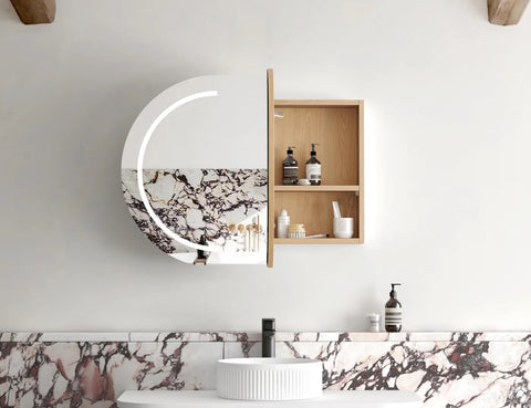 LED COOGEE Shaving Cabinet 900mm Natural Oak / Black Oak / Matte White
