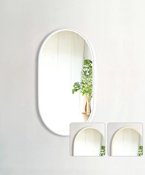 NOOSA LED Oval Metal Frame Mirror 900x600mm Matte White