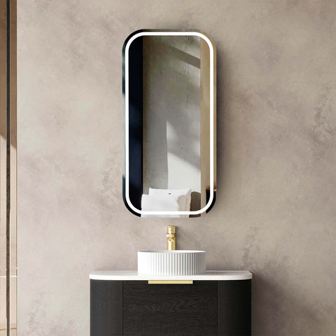 Newport LED Shaving Cabinet 900x450mm LED Shaving Cabinet Otti Australia Black Oak