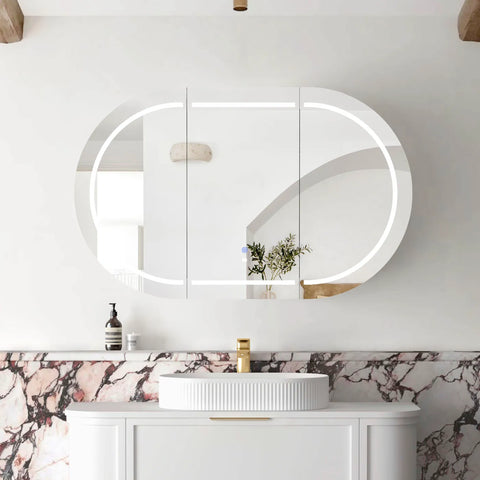 LED COOGEE Shaving Cabinet 1200mm Matte White (3 Colour Function)