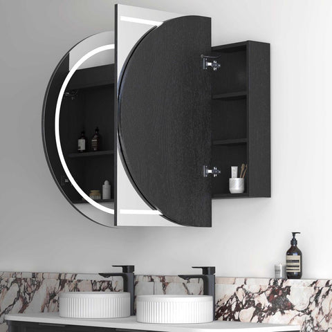LED COOGEE Shaving Cabinet 1500x900mm Black Oak (3 Colour Function)