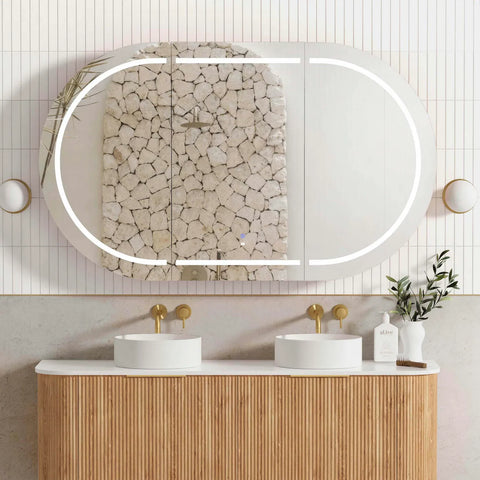 LED COOGEE Shaving Cabinet 1500mm Natural Oak (3 Colour Function)