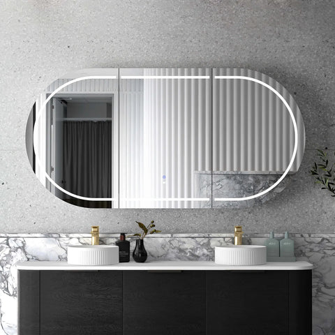 LED COOGEE Shaving Cabinet 1800x900mm Black Oak (3 Colour Function)