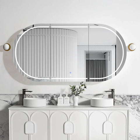 LED COOGEE Shaving Cabinet 1800mm Matte White (3 Colour Function)