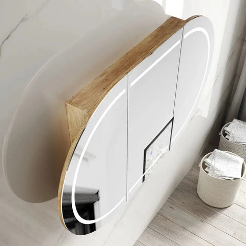 LED COOGEE Shaving Cabinet 1800x900mm Natural Oak (3 Colour Function)