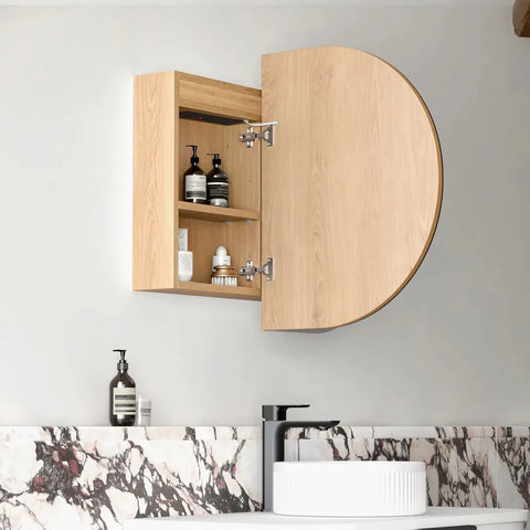 LED COOGEE Shaving Cabinet 900mm Natural Oak / Black Oak / Matte White (3 Colour Function)