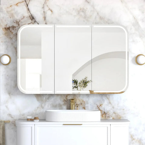 LED NEWPORT Shaving Cabinet 1200mm Matte White (3 Colour Function)
