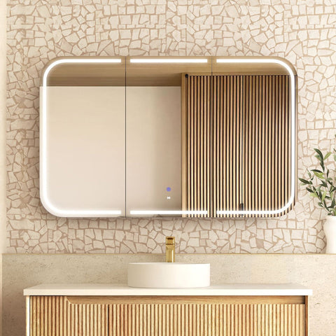 LED NEWPORT Shaving Cabinet 1200x750mm Natural Oak-Premium Edition