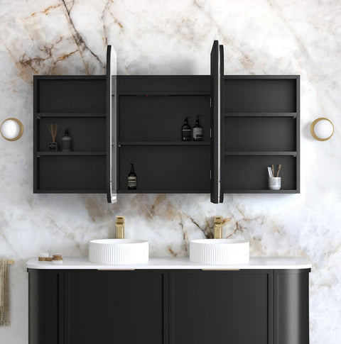 LED NEWPORT Shaving Cabinet 1500mm Black Oak - Premium Edition