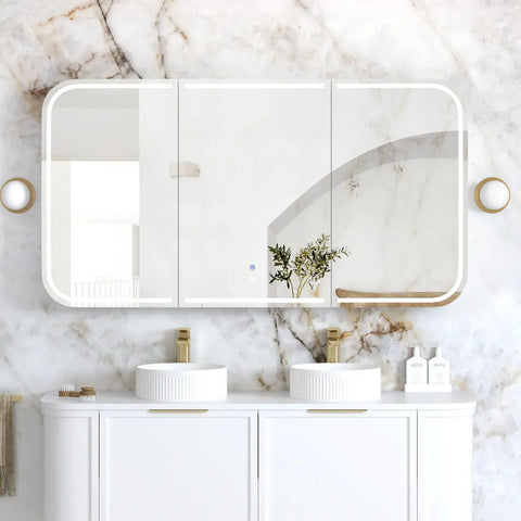 LED NEWPORT Shaving Cabinet 1500mm Matte White (3 Colour Function)