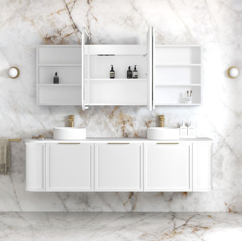 LED NEWPORT Shaving Cabinet 1800mm Matte White