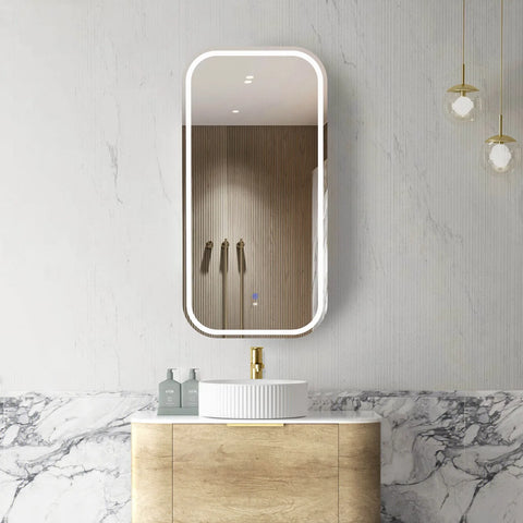 LED NEWPORT Shaving Cabinet 900mm Natural Oak (3 Colour Function)