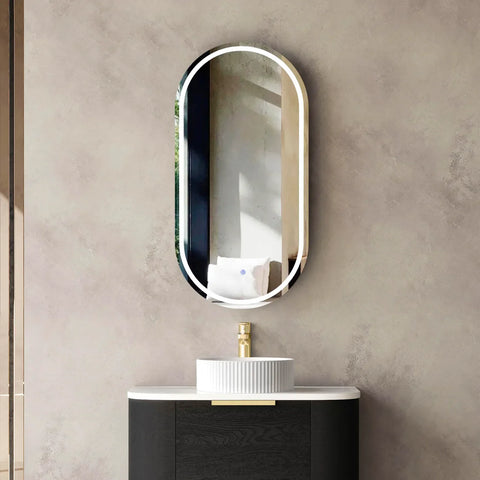 LED NOOSA Shaving Cabinet 900mm Black Oak (3 Colour Function)