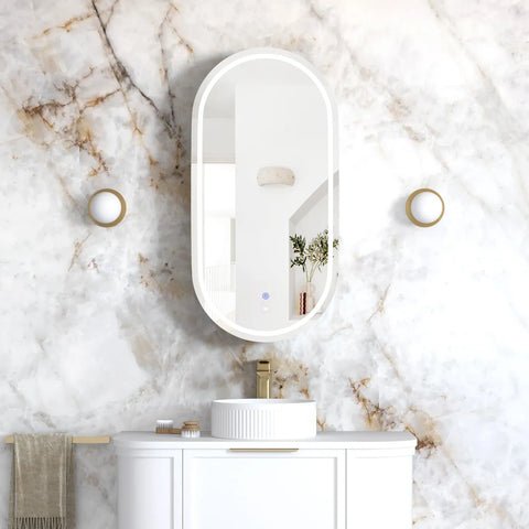 LED NOOSA Shaving Cabinet 900mm Matte White (3 Colour Function)