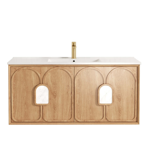 Laguna Natural American Oak Ceramic Top Single Basin Vanity Vanity Otti Australia 1200mm