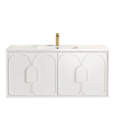 Laguna Satin White Ceramic Top Single Basin Vanity Vanity Otti Australia 1200mm