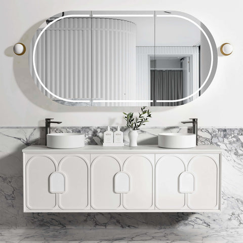 Laguna Satin White Double Basin Vanity Vanity Otti Australia 1800mm Quartz Stone Pure White-20mm Above Counter