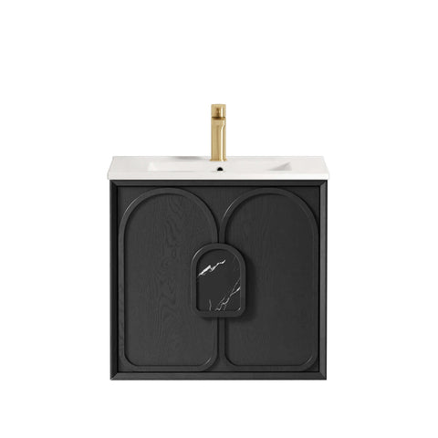Laguna Black American Oak Ceramic Top Single Basin Vanity Vanity Otti Australia 600mm