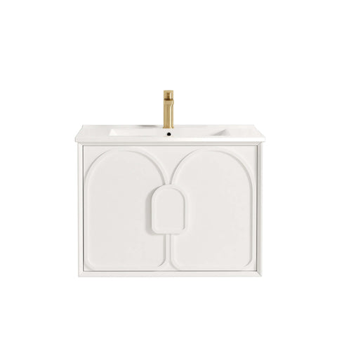 Laguna Satin White Ceramic Top Single Basin Vanity Vanity Otti Australia 750mm