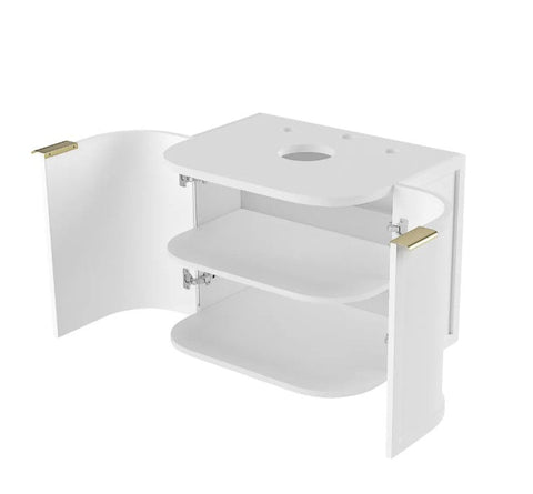 Lancaster Wall Hung Curve Vanity Satin White (All Size)